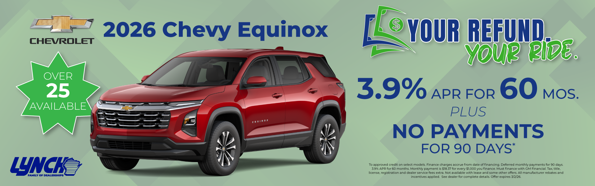 Equinox offer at lynch Kenosha. your refund your ride