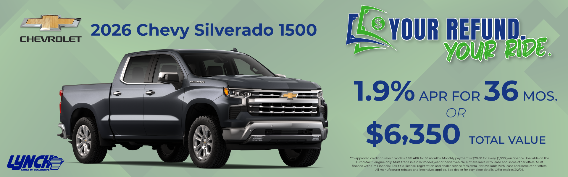 Silverado offer at lynch Kenosha. your refund your ride