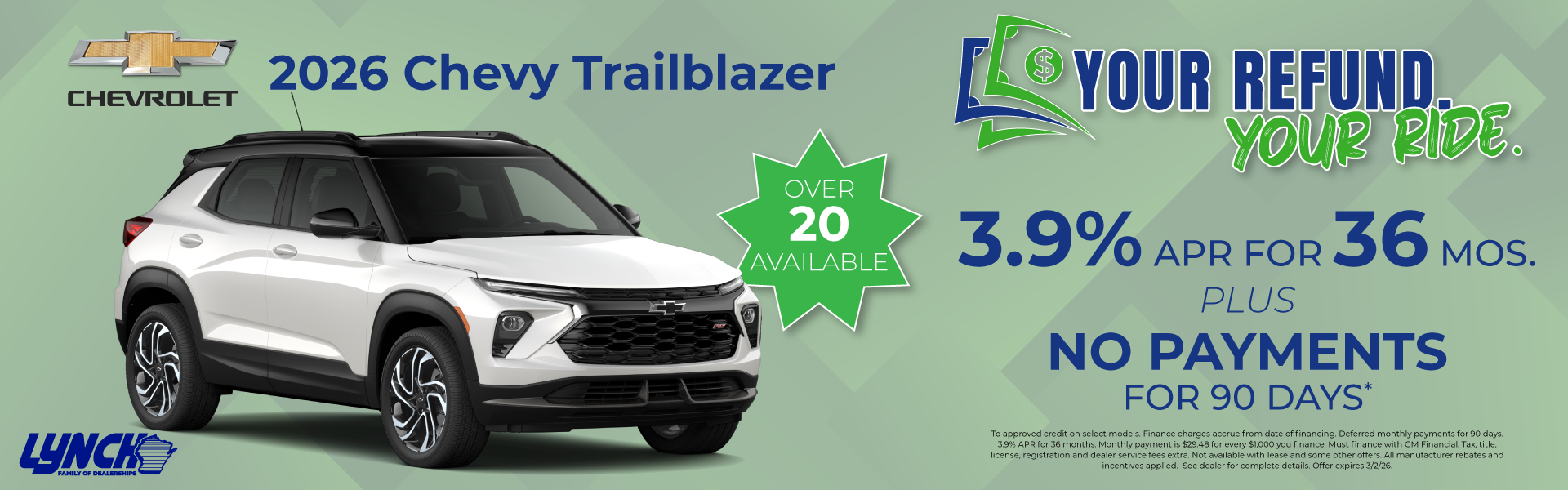 trailblazer offer at lynch Kenosha. your refund your ride